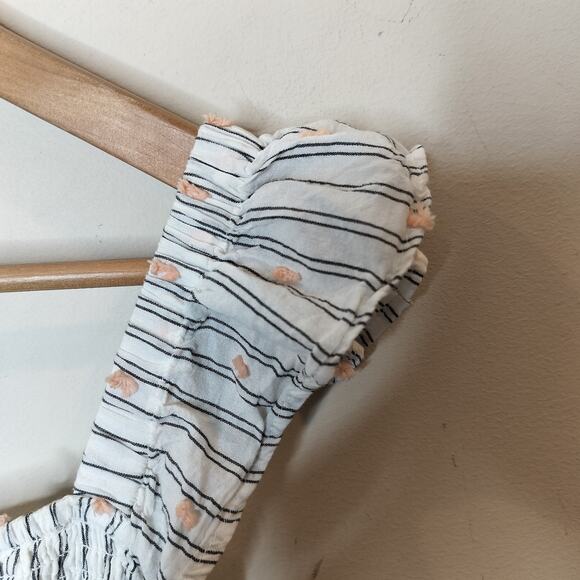 LOFT Midi Dress Striped + Textured Dot Flutter Sleeve - Picture 5 of 10